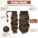 FLUFYMOOZ 4PCS Half Up Half Down Ponytail Extension Set, Fake Ponytail Soft Synthetic Hairpiece for Women, Long Thick Clip in Hair Extensions Wavy Fuller High Wrap Around (Deep Brown with Dirty Blonde 22In)