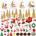 Roowest 96 Pcs Miniature Ornaments for Snow Globe Kit DIY Christmas Village Decoration Christmas Figurines Mini Ornaments with Snowman Reindeer Santa Claus Snowflake(Gold)