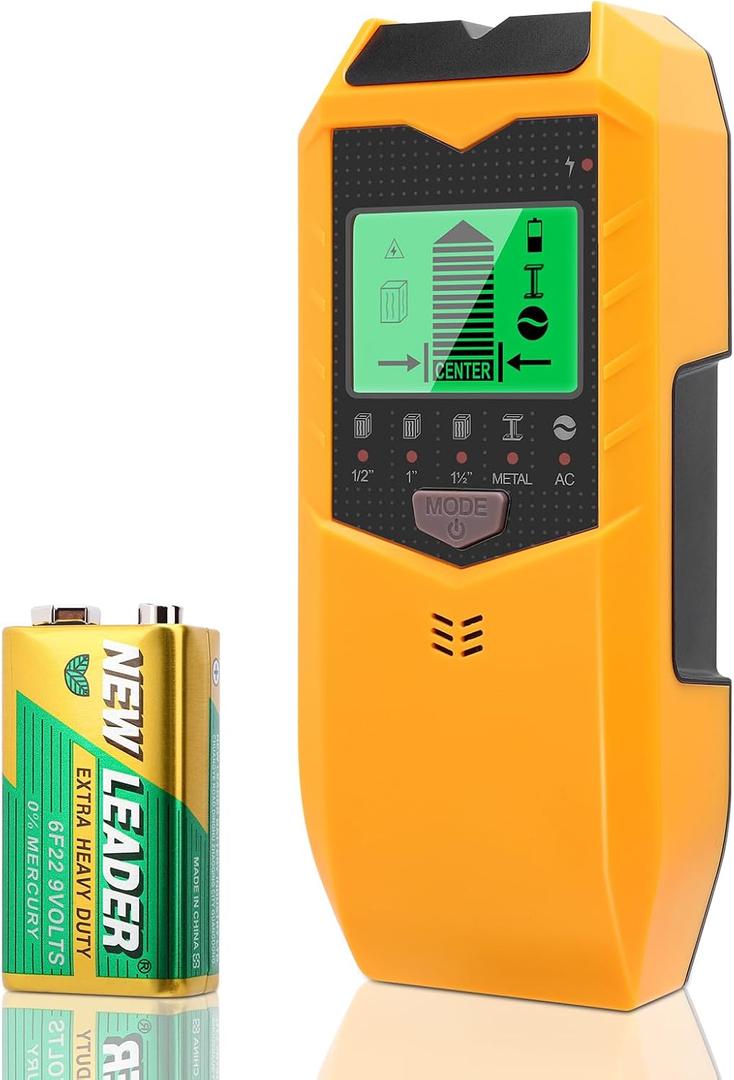 Stud Finder Wall Scanner, 5 in 1 Multifunction Stud Locator with Upgraded Smart Sensor, LCD Display and AC Wires Detection for the Center and of Wood AC Wire Metal Studs Joist Pipe