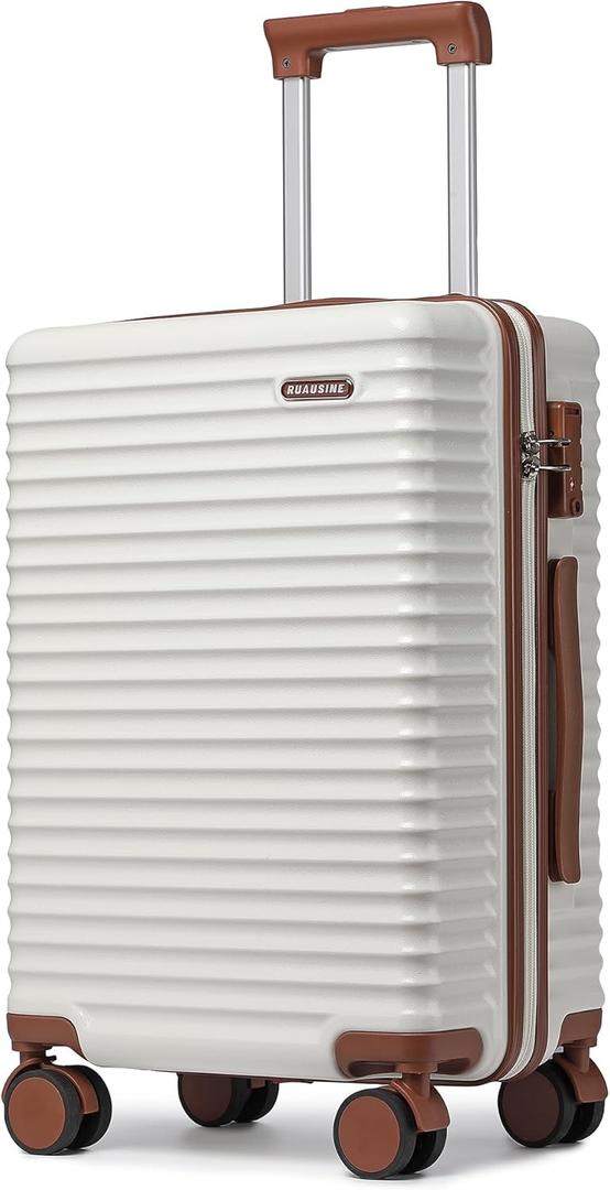 20-Inch Carry on Luggage,Carry-on Suitcase with Spinner Wheels and TSA Lock, 22x14x9 Airline Approved,Hardside Lightweight Travel Carry-on Luggage,Small Rolling Luggage (Beige, 20 Inch) (Begie)