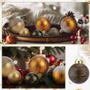 12 Pcs Gold Glass Christmas Ornament 4 Inch 2.36 Inch Matte Vintage Neutral Metallic Brown Christmas Copper Ornament Xmas Tree Ball Decoration Textured Glass Ball with Loop for Xmas Decor Party Supply
