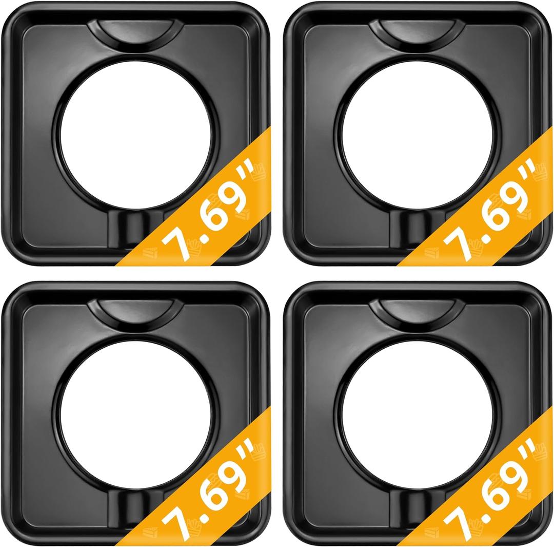 Drip Pans for Gas Stove,Reusable Black Drip Pans,Square Burner Covers BN24,SGP-400,Gas Burner Liner Covers,Gas Range Drip Pan Made of Porcelain-4packs by MIFLUS