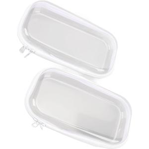Clear Hard Sided Plastic Zipper Case Organizer Bin for Toy Storage 2 Pack