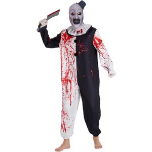 5 PCS Art the Clown Costume Jumpsuit Outfit Halloween Men Cosplay Terrifier Costume with Mask Knife Gloves (XX-Large)