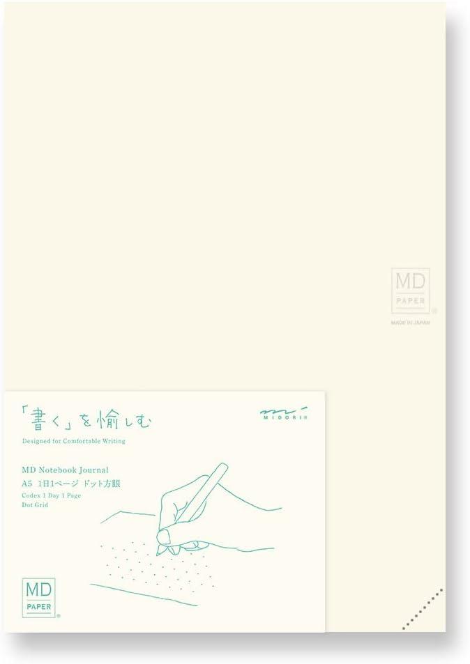 DESIGNPHIL Midori 15313006 Notebook, MD Notebook, Journal, A5, 1 Page Per Day, Dot Square A DESIGNPHIL Midori 15313006 Notebook, MD Notebook, Journal, A5, 1 Page Per Day, Dot Square A