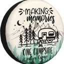 Spare Tire Cover for RV Camper Trailer Making Memories One Campsite at a Time, Weatherproof Universal Wheel Cover for RV Travel Trailer Camper Truck 15inch