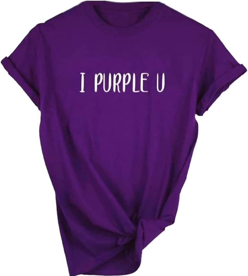 Tshirts for Bangtan Boys Women Sleeve I Purple You Letter Printed T-Shirt for Korean Pop Merchandise Purple Color (Large)