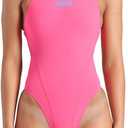 ARENA Women's Performance Solid Team Swim Tech Swimsuit (28, Shocking Pink/Blue River)