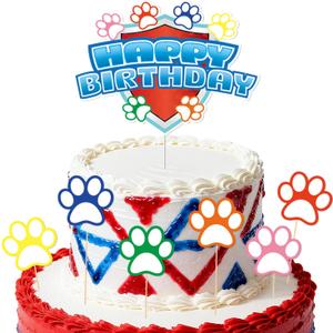 6 x 7pcs Dog Paw Cake Toppers, Adorable Colorful Puppy Paw Cupcake Toppers with Sticks Cartoon Dog Birthday Cupcake Decor for Boy Girl Birthday Dessert Decorations