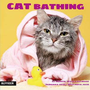 3 x 2026 Wall Calendar,Cats Calendar 2026,Cat bathing Monthly Wall Calendar, 12" x 24" Open,Family Planner Calendar Organizer with funny cat Images, for Cats Lovers