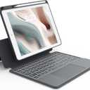 CHESONA Rugged Keyboard Case for iPad 9th 2022/8th/7th Generation, Magnetic Detachable Case, Premium Trackpad, 15-180 Adjustable Stand, Portrait/Landscape Backlit Keyboard for iPad 10.2-inch, Gray