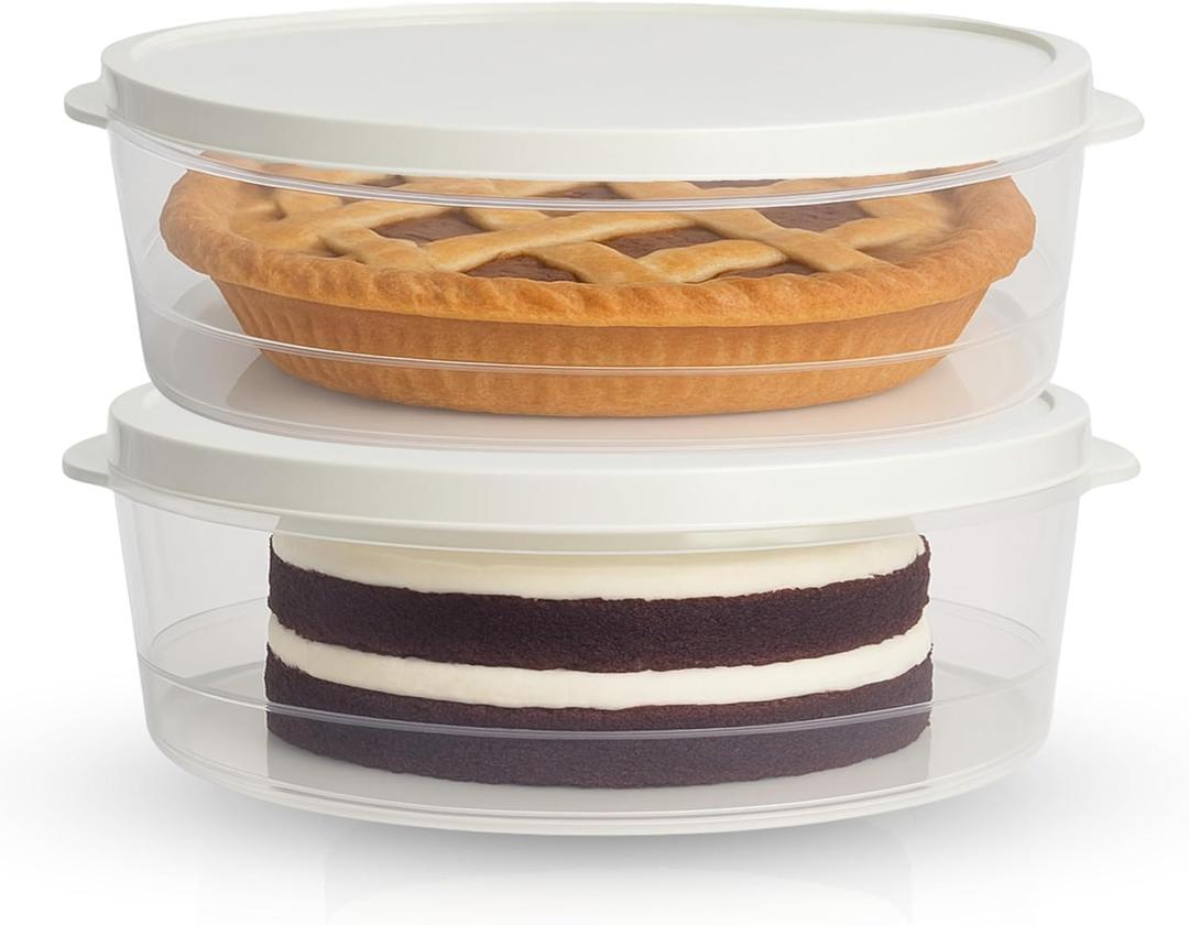Evelots 2-Pack 10-Inch Airtight Food Storage Container with Lid - Portable Carrier for Pies, Cakes, Cupcakes & More - BPA-Free Clear Plastic - Secure & Easy Transport
