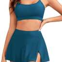 ZAFUL Women High Waisted Bikini Sets Modest Two Piece Swimsuit Sporty Push Up Bathing Suit with Swim Skirts Swimwear L