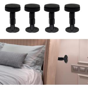 4Pcs Headboard Stoppers for Wall, Adjustable Headboard Stoppers, Bed Noise Stopper for Headboard, Couch, Bed Wall Bumper, Wall Protector, Easy to Install(1.18-2.52In) (Large) (Black)