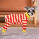 Dog Striped Recovery Suit, Puppy After Surgery Onesie, Long Sleeve Pajamas Bodysuit, Surgery Abdominal Wound Bandages Clothes, Dog Pant for Shedding Skin Disease, Red Large