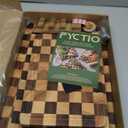 Cutting Board Set, Acacia Wood Checkered Cutting Boards for Kitchen, 3 pcs Chopping Board with Juice Grooves & Handles, Butcher Block Serving Tray for Meat, Vegetables and Fruits with Gift Box