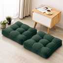 Floor Pillow Set of 2, Memory Foam Floor Cushions for Adults, Large Meditation Pillow for Sitting, 22 x 22 Inches (Square | Dark Green)