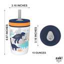 Zak Designs Kelso Toddler Cups For Travel or At Home, 15oz 2-Pack Durable Plastic Sippy Cups With Leak-Proof Design is Perfect For Kids (DinoRoar, Zaksaurus)