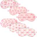 Cuffbow 6 Pack Plush Sleep Mask Set, Cute Plush Eye Masks for Sleeping, Soft Comfortable Travel Nap Blindfold, Sleepover Party Favors for Women (Bow, Pink)