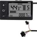 Electric Bike LCD Display Meter, 24V-60V E Bike Display Meter Control Panel with SM Plug Conversion Kit for Electric Scooter 22.2mm/0.9in Handlebars