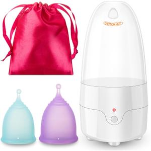 Menstrual Cup Steamer Sterilizer with 2 Reusable Menstrual Cups, Period Cups Cleaner Wash Kit