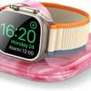 for Apple Watch Magnetic Charging Dock - Fast Magnetic Charger Stand, Compatible with Apple Watch Series 2/3/4/5/6/7/8/9/10/Ultra 1 2, Supports Nightstand Mode, Portable Design for Travel (Marble Pink)