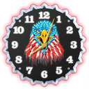 Bald Eagle Wall Clock, 12 Inch Neon Wall Clock, Americn Flag & Bald Eagle Graphics, Stunning 3D Glow Effect, Non Ticking Clocks, for Living Room/Bedroom/Office/Garage/Bar/Game Room Decor