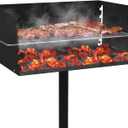 Park Grills, 384 Sq. In, Park Style Charcoal Grill, Heavy Duty In Ground Park Grill with Stainless Steel Cooking Grate and Cover for Commercial and Outdoor Cooking 25.5'' L x 17'' W x 11'' H