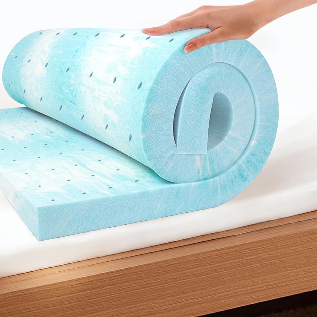 EGO Topper 3 Inch Cal King Memory Foam Mattress Topper, Cooling Gel Foam Mattress Topper for Pressure Relief, Ventilated Design Bed Topper in a Box, CertiPUR-US Certified, Medium