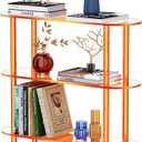 Clear Bookshelf, Acrylic Bookcase with Open Book Shelf for Office Living Room Bedroom (4 Tier Orange)