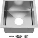 15" x 17" Drop in Bar Sink 304 Stainless Steel Single Bowl Kitchen Sink with Drain Kit, Brushed