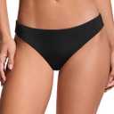 CRZ YOGA Low Waisted Bikini Bottom for Women - Cheeky Basic Bathing Swimsuit Swim Briefs (Black, M)
