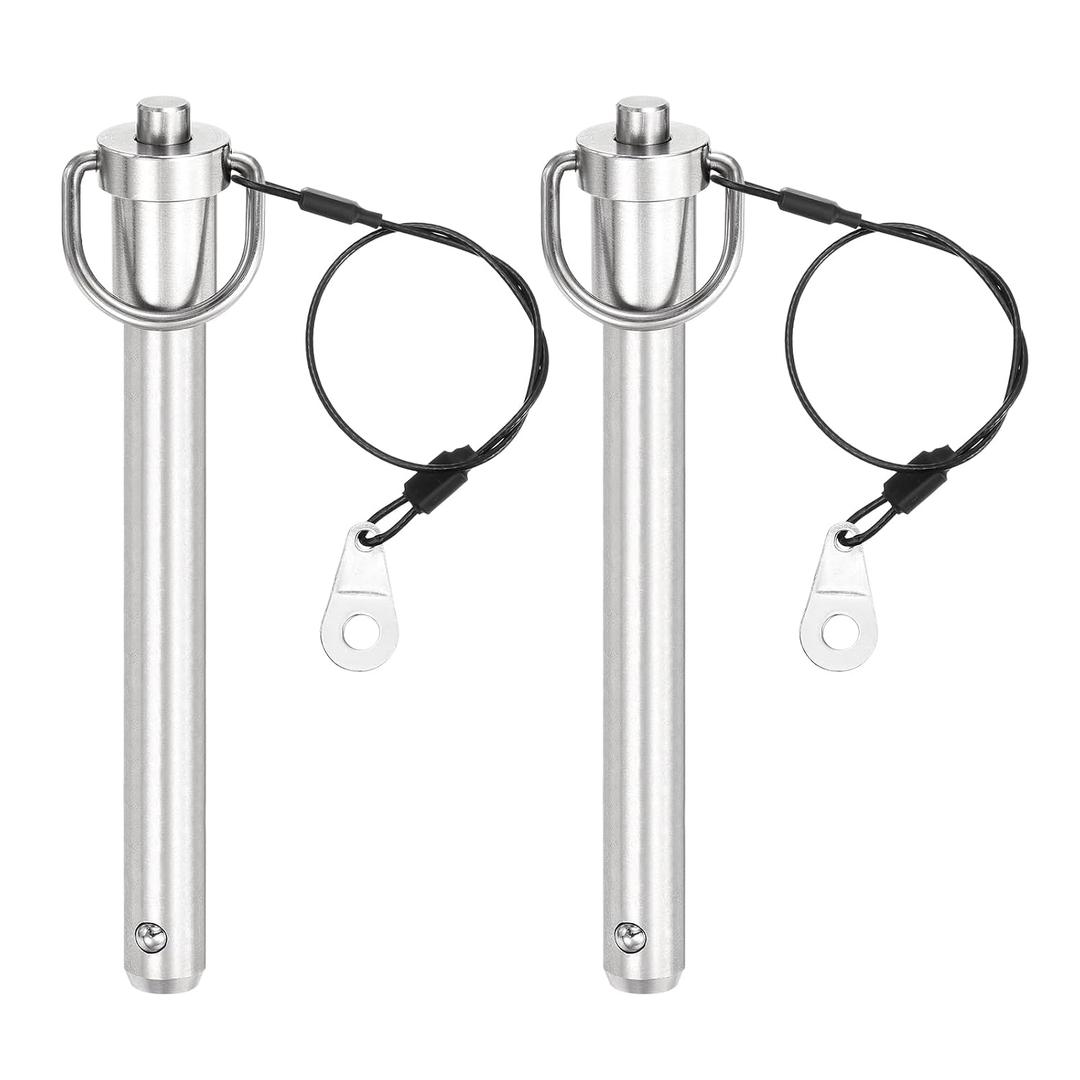 uxcell 2 Pcs Quick Release Pin, 1/2" x 4" (Dia. x L) Push-Button Ball Locking Pin, 304 Stainless Steel, Silver