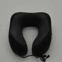 MLVOC Travel Pillow 100% Pure Memory Foam Neck Pillow, Comfortable & Breathable Cover, Machine Washable, Airplane Travel Kit with 3D Contoured Eye Masks, Earplugs, and Luxury Bag, Standard (Black)