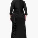 Xscape Women’s Techno Scuba V-Neck Three Quarter Sleeve Floor Length Dress (Plus), Black, 16W