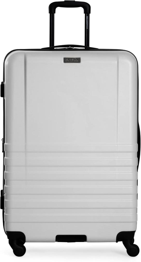 Ben Sherman Hereford Spinner Travel Upright Luggage, White, 28-Inch Checked