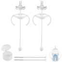 Sippy Straw Cup Conversion Kit for Dr Browns Wide-Neck Baby Bottles, Spill-Proof Transition Kit with Silicone Sippy Nipple, Weighted Straw, Handle, 2 Pack, 8m+