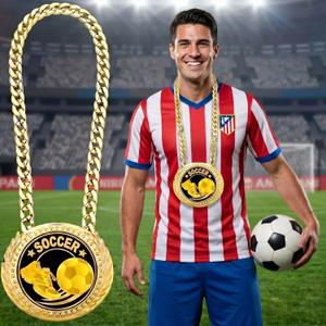 Tondiamo Sports MVP Turnover Chain Medal 6" Big Gold Champ Award Necklace Chain Baseball Basketball Football Soccer Softball Volleyball Sports Competitions Prize Gifts and Party Favors