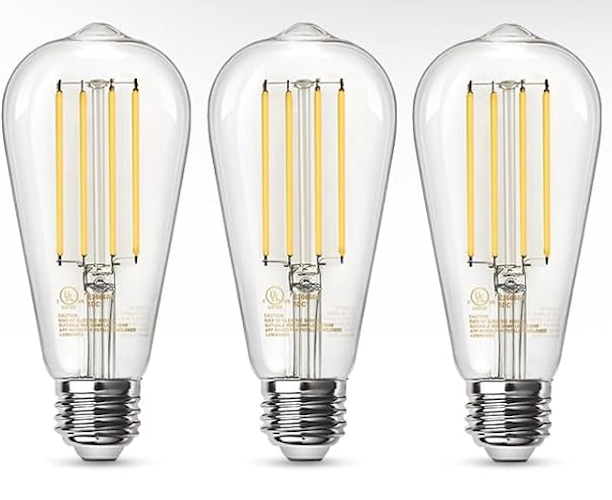 TJOY Edison Light Bulbs 60W Equivalent, Dimmable Vintage LED Light Bulbs, E26 Medium Base, Warm White 2700K, ST58, 8W, 800LM, 80+ CRI, Antique Decorative Filament LED Bulb, Clear Glass, 3Pack