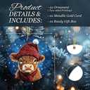 3 x Highland Cow Christmas Ornament 2025  Cute Farm Animal Ceramic Ornament with Red Hat & Scarf, Rustic Farmhouse Country Christmas Tree Decoration, Cow Lover Gift, Holiday Keepsake Ornament