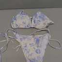 SHENHE Women's 2 Piece Swimsuit Floral Print Halter Tie Side Triangle Bikini Set, Small