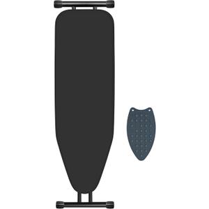 Ironing Board, Compact and Space Saver,Size 13 x 43, Metal Construction Ironing Board with Extra Thick Heavy Duty Padded, Stable Structure,Skid Feet, Heavy Duty Steel Legs,Black