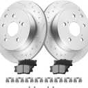 MOTOREVO Rear Geomet Brake Rotors Kit for RAV4 [2006-2018, 281mm11.1in] Automotive Replacement Back Brake Discs and Ceramic Brake Pads 2007 2008 2009 2010 2011 2012 2013 2014 2015 2016 2017