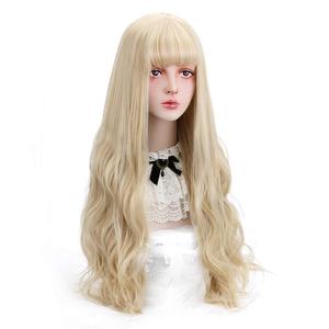 STYLER Long Blonde Synthetic Wig with Bangs - Natural Long Wavy Cosplay Wigs for Women Halloween Christmas 30" (Blonde)