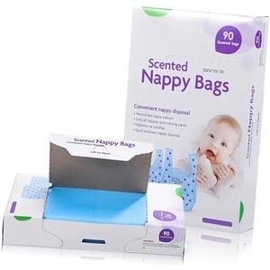 Beaupretty Disposable Scented Diaper Sacks of Diaper Disposal Bags for Travel and Home Use Thickened Material for Leak Protection Easy Tie Handles for Secure Disposal