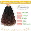 Fulcrum Goddess Box Braids Crochet Hair 10 Inch,9 Packs Box Braid Crochet Hair for Women,Pre-looped Bohemian 3X Crochet Braiding Hair with Curly Ends(10Inch, 1B/4/30#)