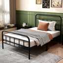 14Inch Metal Bed Frame,Twin Size Bed Frame with Storage Space,Heavy Duty Sturdy Mattress Foundation,Easy Assembly,No Box Spring Needed,Twin