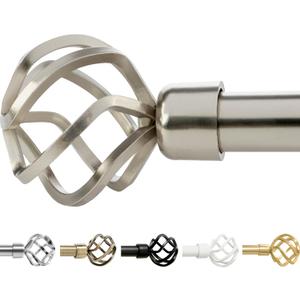 gb Home Collection Nickel Curtain Rods for Windows 28 to 48 Inch (2-4 Feet), Adjustable Brushed Nickel Curtain Rod for Bedroom (28-48 inches)