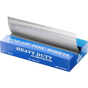 Precut Pop Up Heavy Duty Aluminum Foil Sheets - 300 Pcs of Ultra Thick 20 Micron Foil Sheets for Food - (12"x10.75") Premium Cooking Liners for Versatile Use in Cooking & Baking