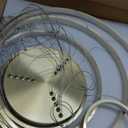 Modern LED Chandelier High Ceiling 5 Ring Gold Chandeliers Foyer Dimmable Ceiling Pendant Light Fixture Contemporary Flush Mount Chandelier for Staircase Living Room, 3000K-6500K